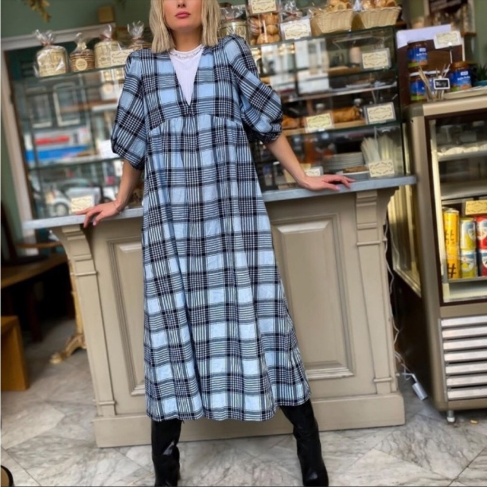 Zara Blue Plaid Dress